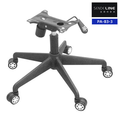 Buon prezzo Base di poltrona rotante in nylon nero con ruote Altezza regolabile Gambe di poltrona a cinque stelle in linea