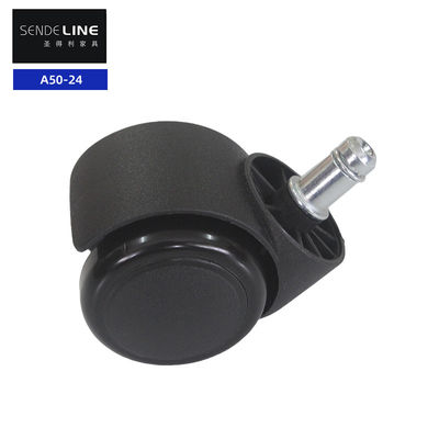 Buon prezzo 50 kg carico nero facile da assemblare poltrona da ufficio di nylon ruota a rotaia con 2 pollici di diametro in linea