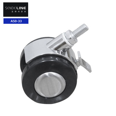 Buon prezzo 2 pollici sedia da ufficio Caster di plastica elettroplata freno e senza funzione di freno a filo / inserto di prova carta in linea